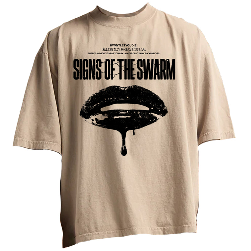 Signs of the Swarm "No God to Hear You Cry Drop-Shoulder" T-Shirt