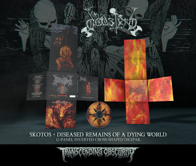 Dodsferd (Greece) "Skotos + Diseased Remnants... 12-Panel Inverted Cross-Shaped Digipak CD" Limited Edition CD